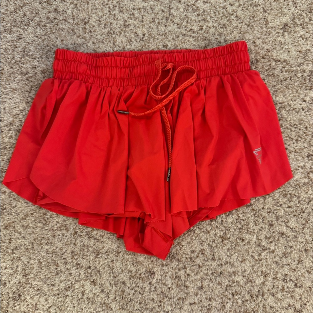Amazon Red & Blue Athletic Shorts with Elastic Waistband